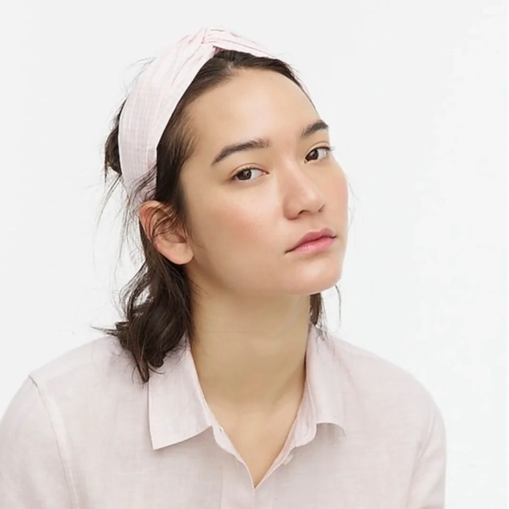 J. Crew Pink Gingham Turban Headband